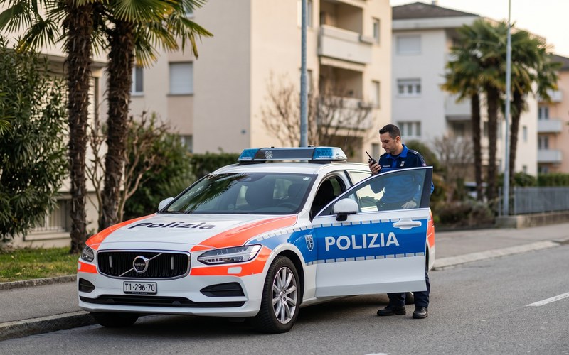 Tio.ch — Sicurezza a Lugano: rafforzare la presenza sul territorio · Auto della Polizia Ticino in pattuglia in una strada residenziale di Lugano